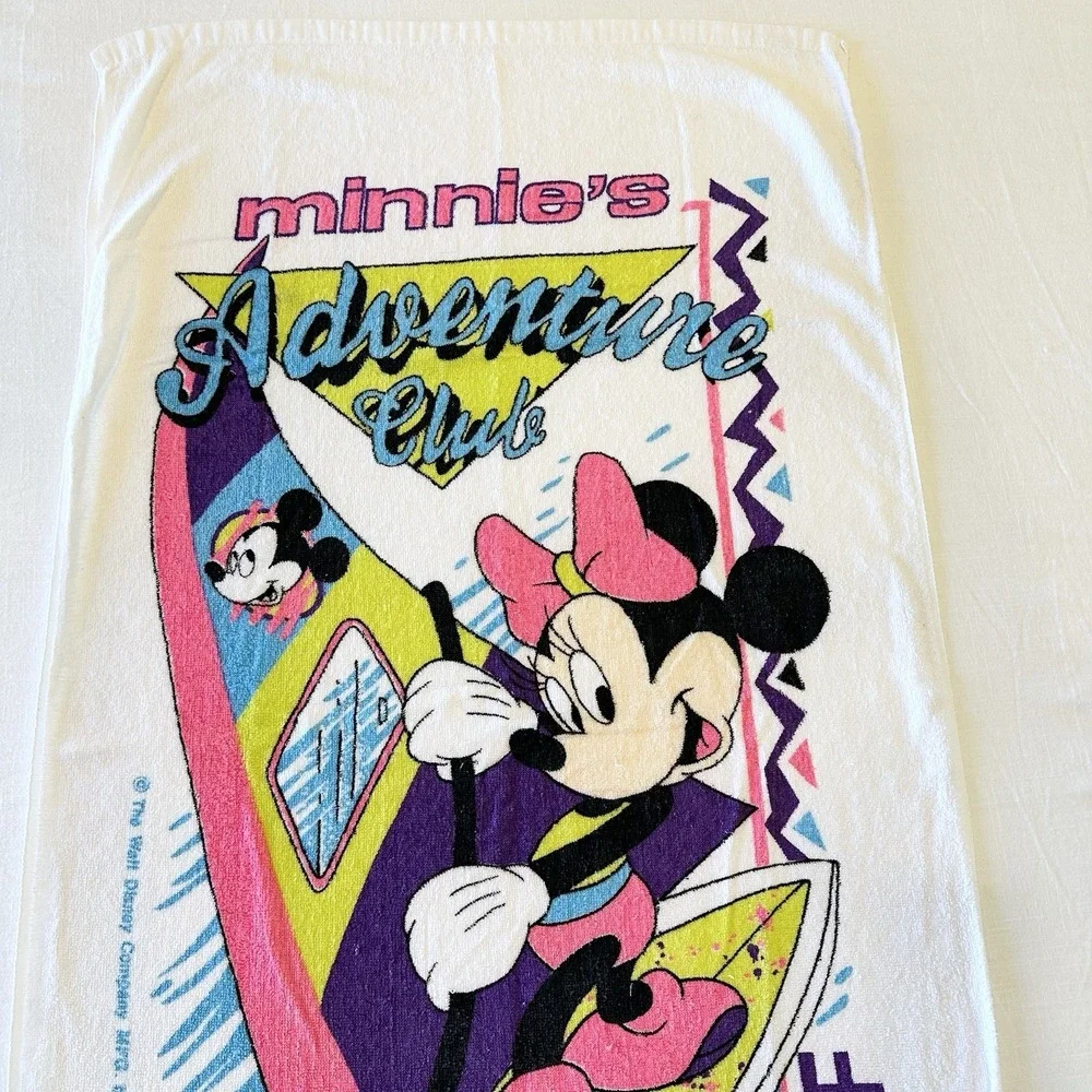 Vintage Disney Minnie Mouse Beach Towel Minnie's Adventure Club Surf Franco READ
